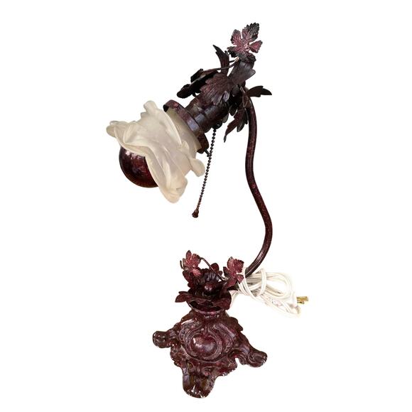 CTL lighting Other - Vintage Floral metal base glass shade table accent lamp